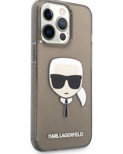 Калъф Karl Lagerfeld - Glitter Karl Head, iPhone 13 Pro, черен - 4